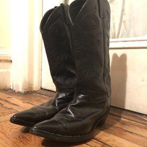 Black Leather Justin Boots Western Cowboy Boots Size 10.5